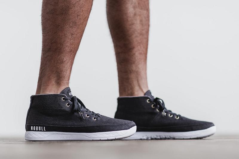 Black Nobull Denim Canvas Mid Men's Trainers | CA L1279I